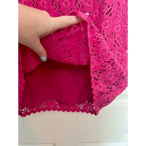 Pink Lace Floral Dress With Removable Layer Size Small - Picture 4 of 10